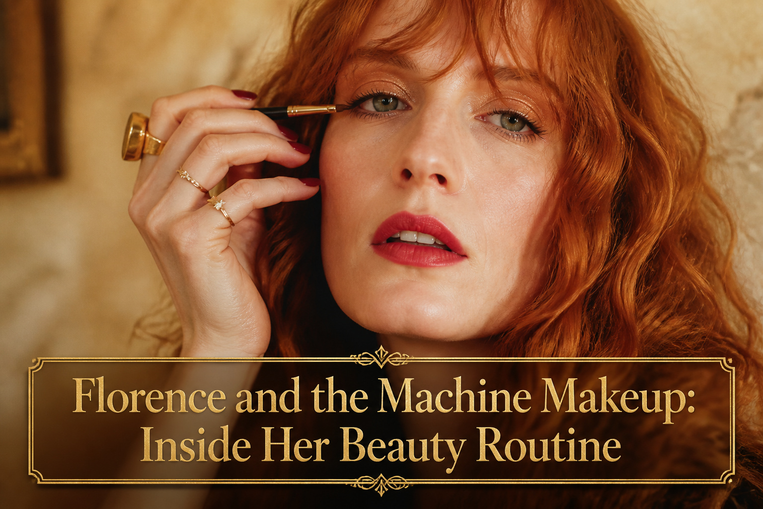 A variety of beauty products displayed on a stylish vanity.