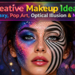 A collection of various creative makeup looks displayed together.