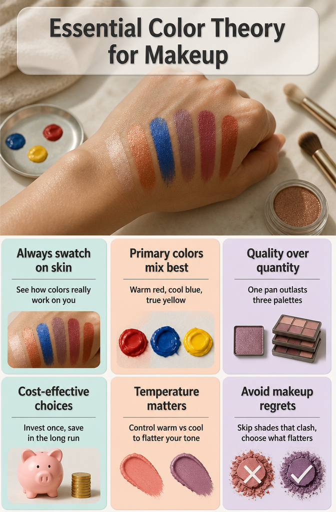 Information image illustrating essential color theory for makeup.