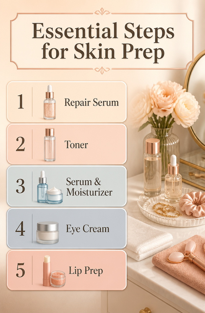 An information image titled 'Essential Steps for Skin Prep'.