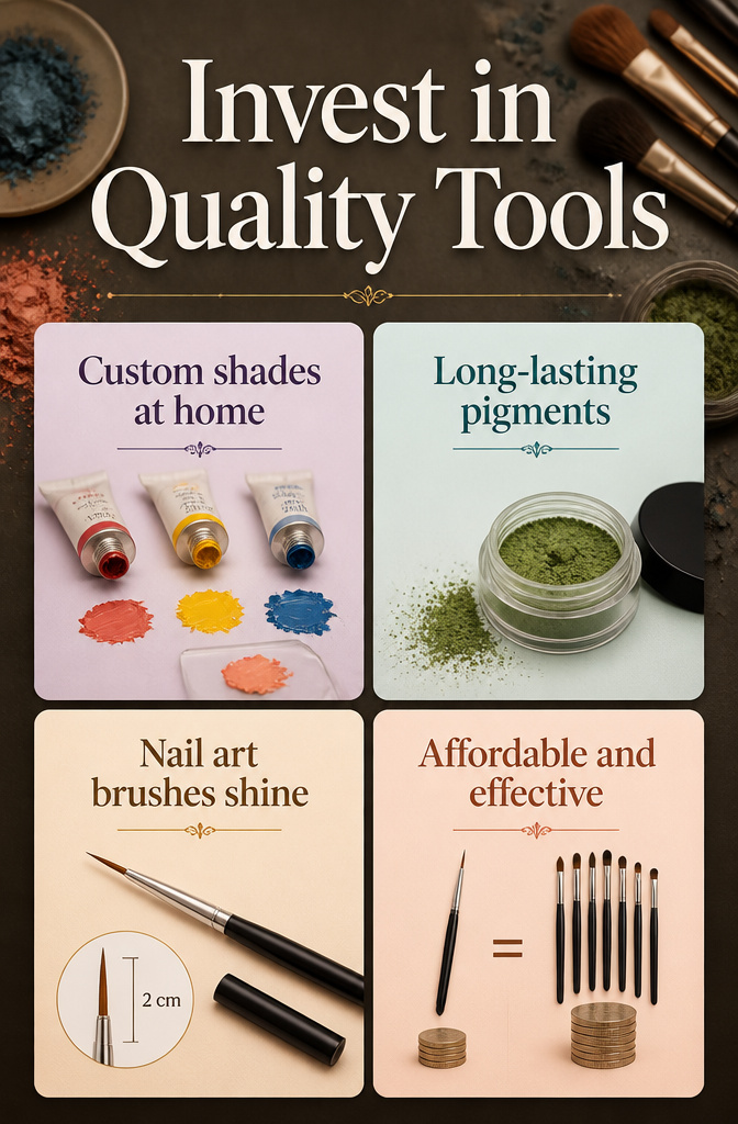 Information image discussing quality tools for makeup application.