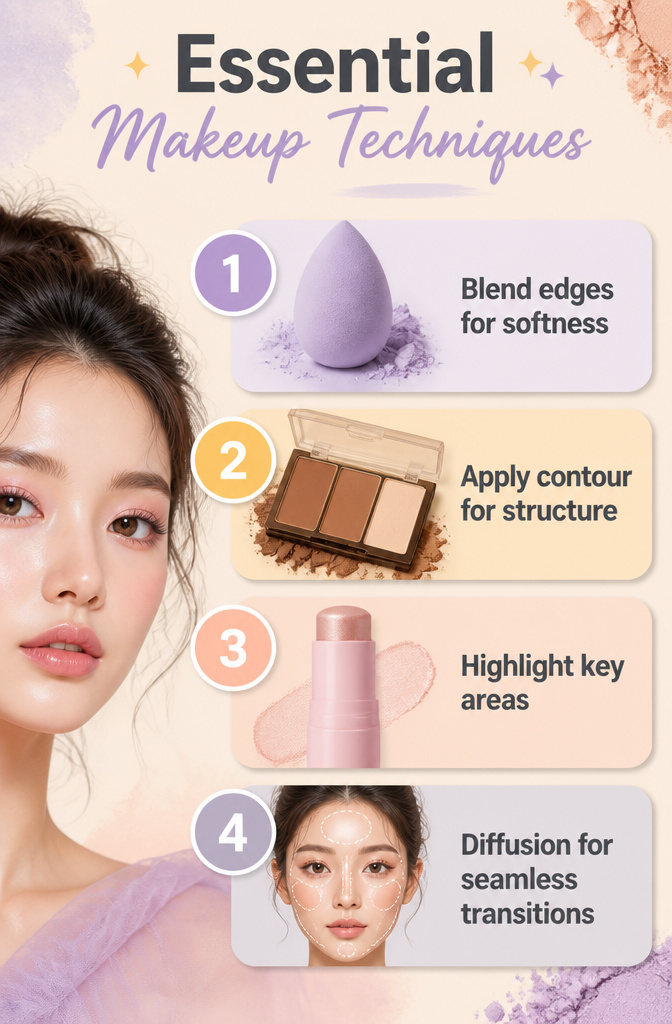 An informative image on essential makeup techniques.