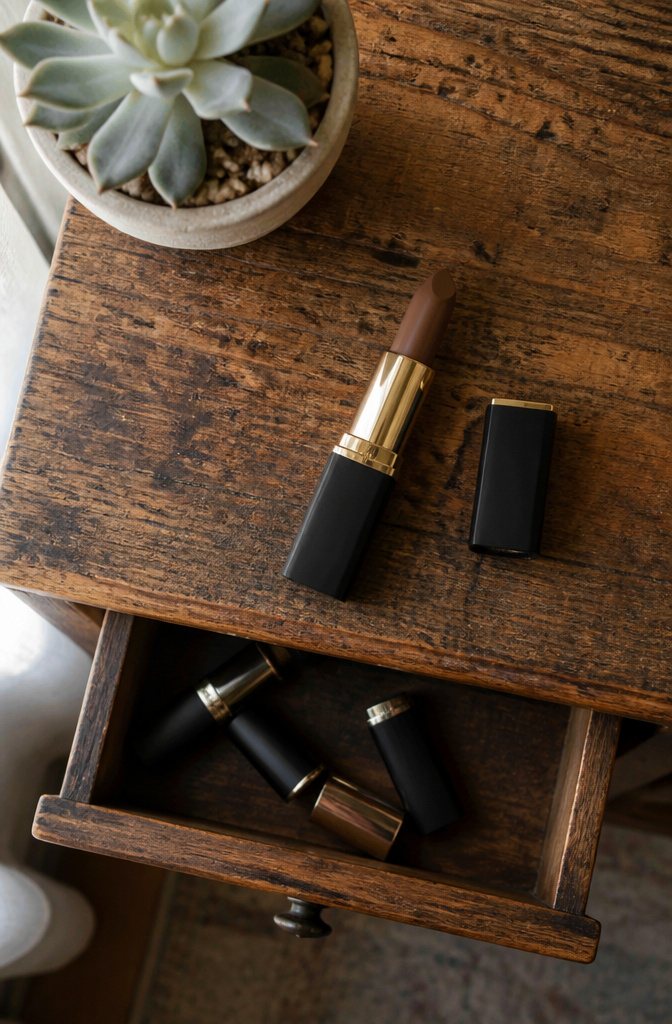 A collection of makeup products displayed together.