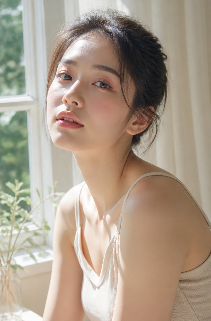 Model displaying soft rosy hues on cheeks and eyelids in natural light.