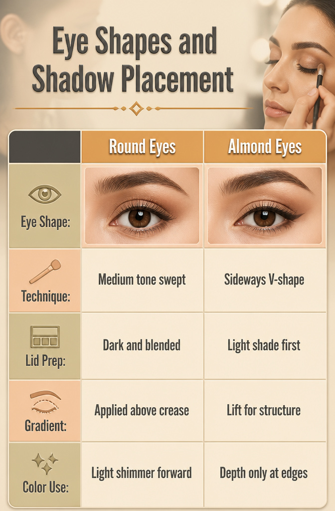 Illustration showing eye shapes and corresponding shadow placement.