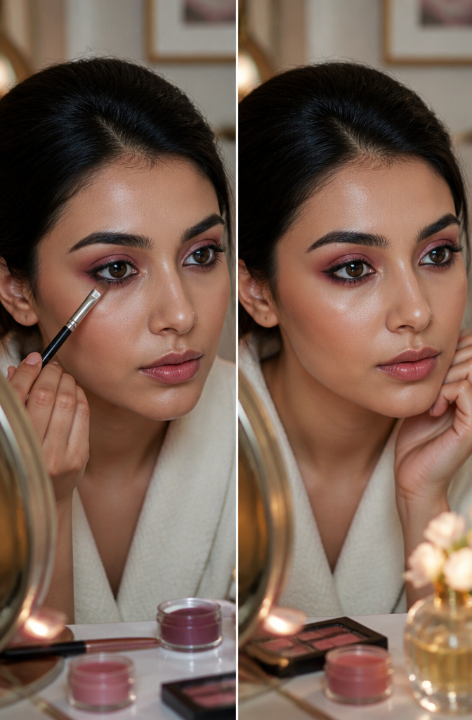 Black kohl pencil applied to the waterline of the eye.
